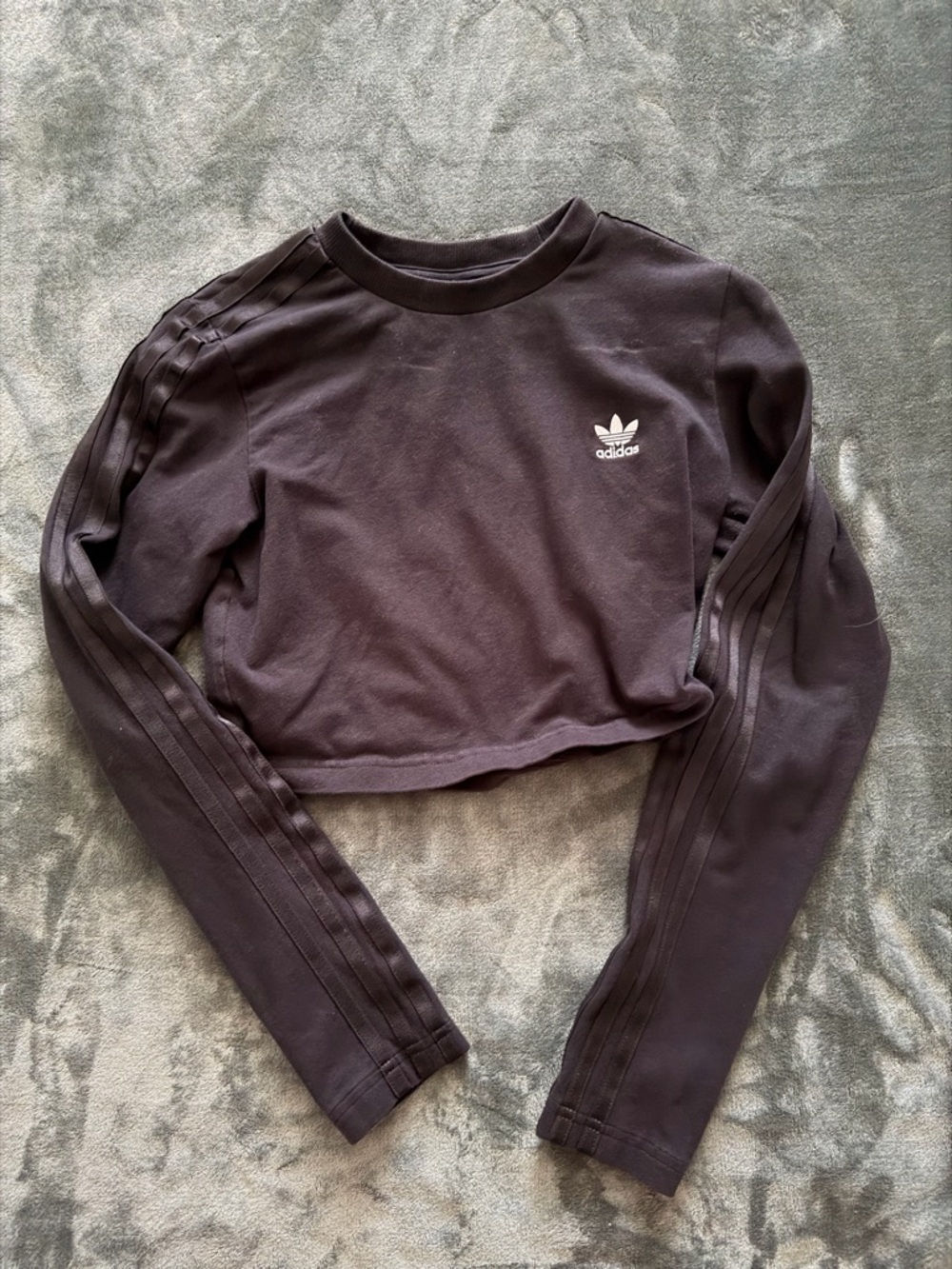 adidas Cropped Trefoil Long Sleeve Top - Brown
